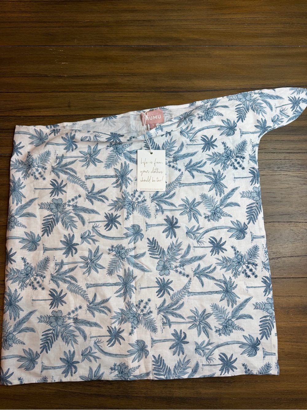 Show Me Your Mumu Linen Cottton Skirt Blue Palm Trees  Small S